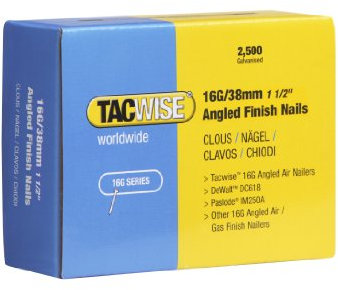 Tacwise 0770 16G/38 mm Angled Finish Nails - Box of 2,500, Silver