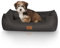 Knuffelwuff Hundebett Dreamline aus Velours M-L 85 x 63cm Schwarz - abnehmbarer Bezug - leicht zu reinigen - für große, mittelgroße und kleine Hunde