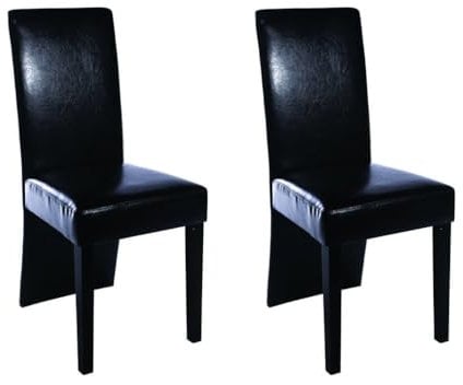 vidaXL Esszimmerstühle 2 STK., Esszimmerstuhl Hochlehner, Essstuhl Küchenstuhl Holzbeine, Polsterstuhl Stuhl für Esszimmer Küche, Schwarz Kunstleder