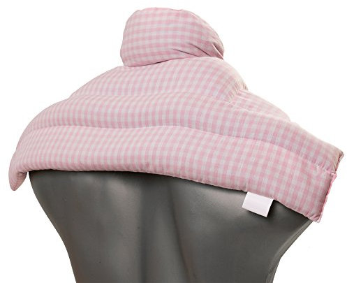 Kirschkernkissen Schulter & Nackenkissen mit Kragen | Bio-Stoff rosa-weiß | Gute Wärme für den Nacken | Eine Alternative zum Nackenhörnchen