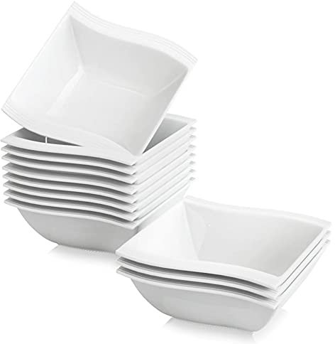 MALACASA, Série Flora, 12pcs Bols à Céréales Bol à Soupe Riz Tapas Sauce Porcelaine 14 x 14,5 x 5,5 cm Design Moderne Service Petit Déjeuner