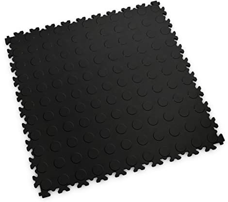 Fortelock PVC Vinyl Bodenfliese | PVC Fliesen Garage | Garagenboden | Werkstattboden | Industry Noppen (Hohe Belastbarkeit) 2040 (Schwarz)