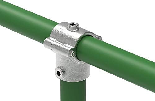 Fenau | Raccordo a T/raccordo a T, incernierato, con bullone incluso, 90°, Ø 33,7 mm, raccordo per tubi, ghisa malleabile, zincato a caldo, viti incl.