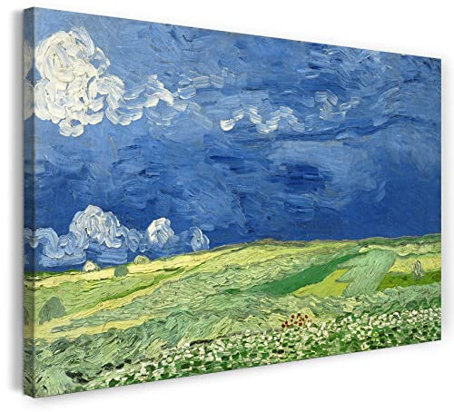 Printed Paintings Leinwand (120x80cm): Vincent Van Gogh - Weizenfeld unter Gewitterwolken (1890)