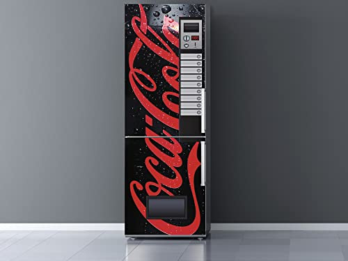 Pegatinas Vinilo para Frigorifico Máquina expendedora cocacola negra | Varias Medidas 185x60cm | Adhesivo Resistente y de Fácil Aplicación | Pegatina Adhesiva Decorativa de Diseño Elegante