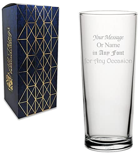 Personalised Engraved 20oz Parliament Pint Glass, Personalise with Any Message for Any Occasion, Stylize with a Variety of Fonts, Gift Box Included, Laser Engraved