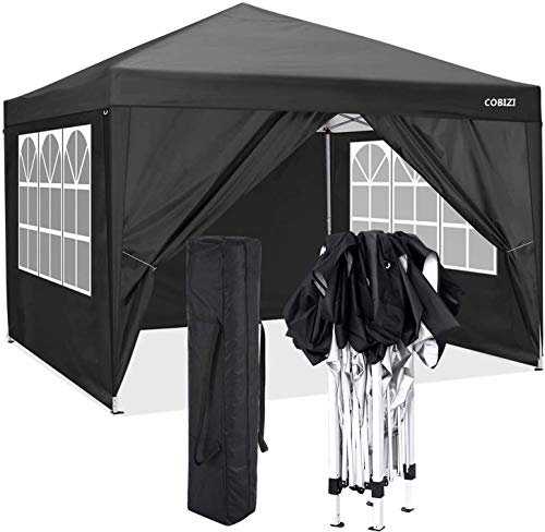 COBIZI Pavillon 3 x 3 WASSERDICHT, Pavillon inkl. Tasche wasserabweisend höhenverstellbar faltbar Pop-up Gartenzelt Partyzelt