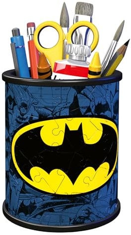 Ravensburger - Puzzle 3D Pot à Crayons - Batman - A partir de 6 ans - 54 pièces numérotées à assembler sans colle - Accessoires inclus - Hauteur 9,5 cm - 11275