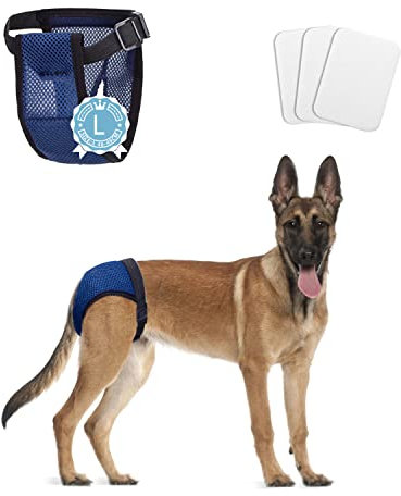 Nobleza Hund Windeln, Waschbar Schutzhose mit 3 Damenbinde, Hundehosen Hündin Läufigkeit, Wiederverwendbare Binde Höschen für Hündinnen, 1 St. Taille 40-49 cm, L
