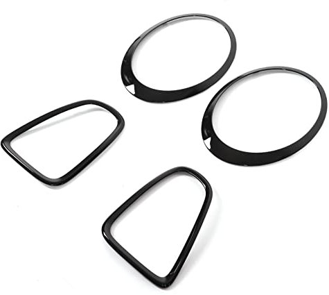 Cornice della griglia Anteriore, 4 Pezzi di Copertura del fanale Posteriore Nero Lucido, Anello di Rivestimento del Faro Surround di Ricambio per Mini R56 R57 R58 R59 Cooper S JCW 2007‑2015