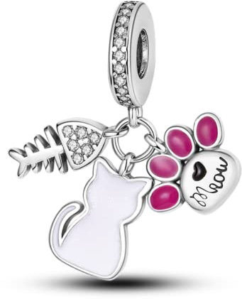 MAITONGG Anhänger Charm Perlen Passen Pandora Armband Armreif 925 Sterling Silber Mond Katze Charms Für Frauen Geburtstag Modeschmuck Geschenk 2022