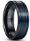 TUNGSTORY 8mm Trauringe Herren Blau Plattierte Nut Gebürstetes Finish Schwarzer Wolframkarbid Ehering Komfort Fit Größe 55(17.5)