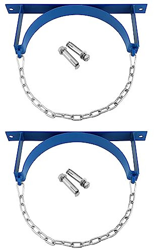 QWORK Steel Wall-Mounted Bracket for Cylinder, 2 Pack Durable Gas Cylinder Bracket with Screws and Safety Chain Supported