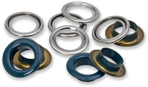 Prym 542563 Ösen mit Scheiben, 14 mm, marine/silberfarbig