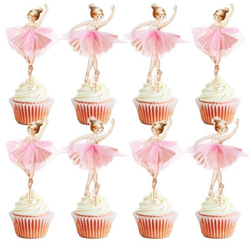 24 Stück Ballerina Cupcake Toppers SchwaRosa Ballett Mädchen Cupcake Toppers Ballett Cupcake Dekoration Picks Für Ballerina Thema Baby Dusche Geburtstag Party Kuchen Dekoration Zubehör