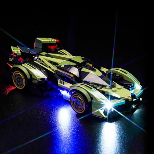 LocoLee Licht Kompatibel mit Lego Lamborghini Lambo V12 Vision GT Supersportwagen, Nur Lichter Set - Kein Modell, Licht Beleuchtung Set Compatible with LEGO 76923