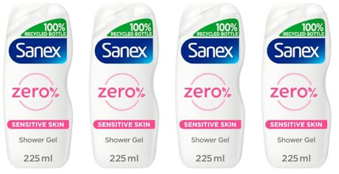 Sannex Zero Sensitive Skin Shower Gel 225ml - Keep Your Skin Hydrated And Healthy With Sannex Zero Sensitive Skin Shower Gel - Pack of 4 x 225ml