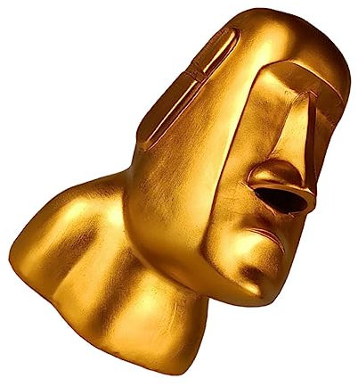 Beatifufu Klopapierhalterung als Dekorative Schreibtischdekoration Moai Steinstatue aus Kunstharz in Gold mit Lustigem Design und Feiner Handwerkskunst und Einweihung für Zuhause