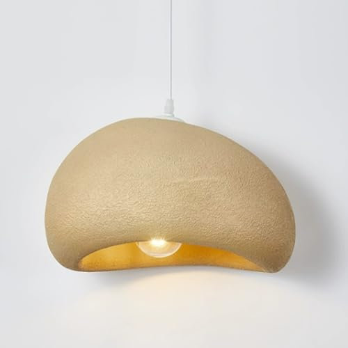 LIGKIN Pendelleuchte Moderne Hängelampe Kreative Lampenschirm Kronleuchter Ø30cm Hängeleuchte E27 Verstellbar Deckenleuchte für Schlafzimmer Esszimmer Wohnzimmer, Gelb