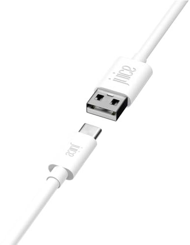 Juice USB Type C 1M Charge & Sync Cable, Fast Charge, Compatible with iPhone 16, 16 Pro, 15, 15 Pro, Samsung S25 Ultra, S24 Ultra, Sony, Oppo, Nokia, LG, Google Pixel (White)