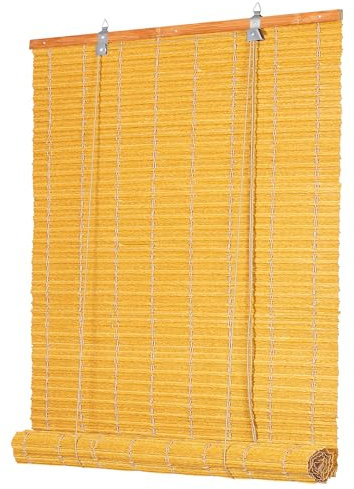 Grandekor PE Outdoor Rollo Wetterfest Bambus Look für Fenster Tür,B150 x H160 cm Natur,Imitation Bambusrollo Sonnenschutz, Blickdicht UV-Schutz für Innen-& Aussenbereich, Einfache Montage