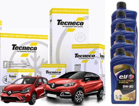 KIT TAGLIANDO KIT 4 FILTRI TECNECO + 5 LITRI ELF 5W30 PER CLIO IV/CAPTURE I 1.5 DCI
