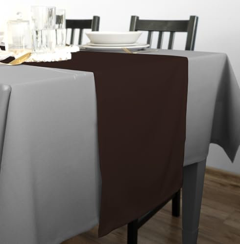 Rollmayer Hochwertiger Tischläufer Tischwäsche Uni einfarbig Pflegeleicht Kollektion Vivid, Farbe & Größe wählbar 21 Farben zur Auswahl, Produkt für den täglichen Gebrauch (Braun 28, 40x300cm)