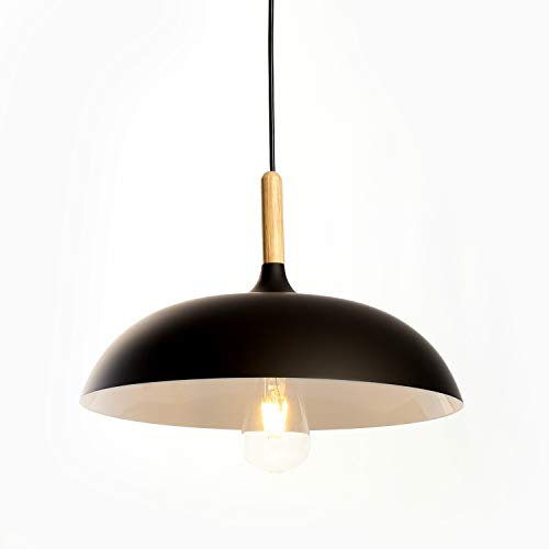 E27 Modern LED Pendelleuchte Hängeleuchte Loft Pendelleuchte Lampenschirm Stilvollen Pendelleuchte Hängelampe Industrie Deckenlampe Φ35cm(Schwarz)