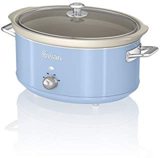 Swan SF17031BLN Retro Slow Cooker with 3 Temperature Settings, Keep Warm Function, 6.5L, 320W, Retro Blue