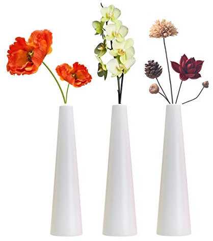 LINGMAI Grand vase à fleurs conique en plastique composite, petit bourgeon, vase floral décoratif pour décoration d'intérieur, centres de table, arrangements de bouquets, tubes connectés (petit