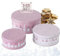 CasaJame 3er Set Metall Keksdose Plätzchendose rund rosa mit Wichteln und Sternen 14-20 cm