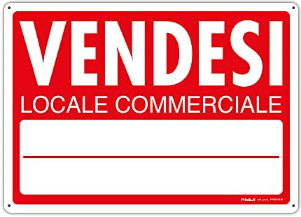 PRINTIX Cartello Vendesi In Polipropilene (PP) Di Spessore 1mm Stampato Con Tecnologia UV Resistente Alle Intemperie Visibilità A Distanza 25cm X 35cm (Vendesi Locale Commerciale)