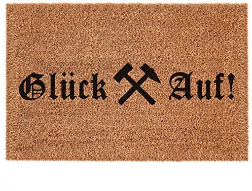 Interluxe Kokosfußmatte - Glück Auf!- 100% robuste Fußmatte aus Kokos, rutschfest und antibakteriell (40 x 60 cm)