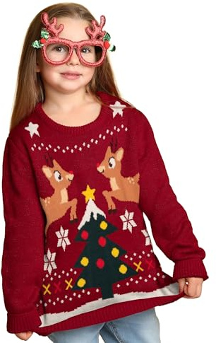 United Labels Winterpullover für Kinder, Rentiere, Rot, Ugly Sweater, Pullover, Winter Strickpullover für Jungen und Mädchen