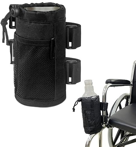 Porte-gobelet pour déambulateur - Sac pour bouteille d'eau pour fauteuil roulant et scooter de mobilité, fixation pour gobelet portable, 1 pièce