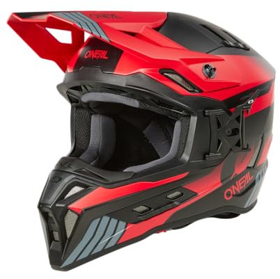 O'NEAL | Motocross-Helm | MX Enduro | ABS-Schale, Konfort-Innenfutter, Lüftungsöffnungen für optimale Belüftung & Kühlung | EX-SRS Helmet HITCH V.24 | Erwachsene | Schwarz Grau Rot | Größe L
