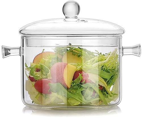 HUPYOMLER Cuenco de Cristal con Tapa de Doble Oreja, Cuenco de Cristal Resistente Al de Borosilicato Alto, Ensaladera de Cristal, Vajilla para el Hogar