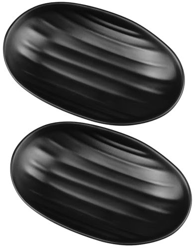 Zfseyuh 2 Piezas Bandeja Organizador de Joyas Cuenco Decorativo Llaves Negra Bandeja Vaciabolsillos Plato Joyas para Relojes Monedas Joyería Anillo Oval