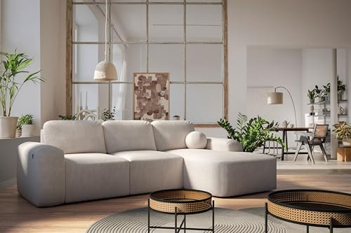 IM SOFA Dreisitzer-Couch Berno I im modernen Stil mit Schlaffunktion, Stauraum und USB-Anschluss