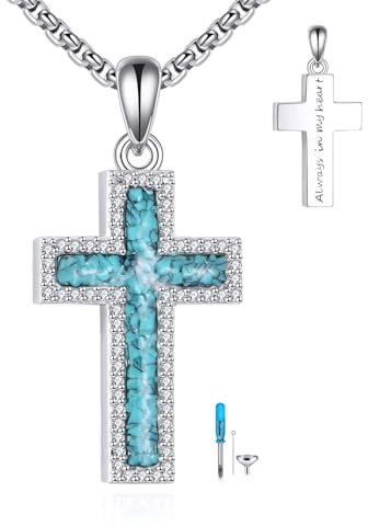 CUPENDA Urne Halsketten für Asche Sterling Silber 3D Bar Kremation Schmuck für Asche Erinnerung Schmuck für Damen Herren