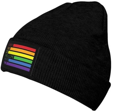 Oudrspo Rainbow Pride 1 Rainbow Pride-Mützen, Beanie-Mütze aus Acryl, lässige Totenkopfmütze, warme Winter-Strickmütze für Männer und Frauen