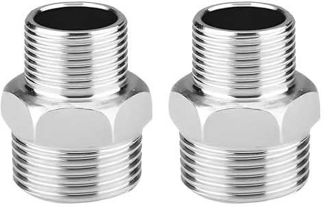 Wjelet Lot de 2 raccords de tuyau droits en acier inoxydable mâle vers mâle, G1 x G3/4 BSP mâle vers mâle, raccord hexagonal fileté droit, raccords hexagonaux de tuyau