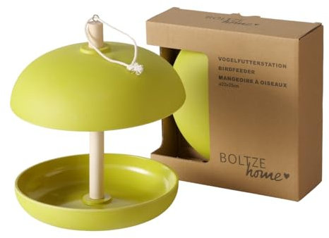 Vogelfutterstation Giardino Grün - Vogelfutterspender Farbig Rund Outdoor Garten Modern Vogelfutterhaus Futterstelle zum Aufhängen, Futterstation für Wildvögel 21 x 29 cm