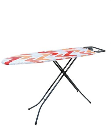 Tabla de Planchar | Altura Regulable | Funda Resistente de Algodón | Gran Superficie 105x30cm | Estructura para Plancha | Ligera Manejable | Patas Antideslizantes. (Red and White)