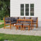 Utiny Garten Essgruppe 7-TLG.Gartenmöbel Set mit Kissen, Gartengarnitur Sitzgruppe Modulares Design, Lounge Sofa Bank Tisch, Massivholz Akazie Dunkelgrau Type 6