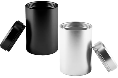 Bojueshaw 2pcs Aluminum Storage Jars,Portable Storage Bottle,Airtight Smell-Proof Containers for Spices,Coffee & Tea(Black&Silver)
