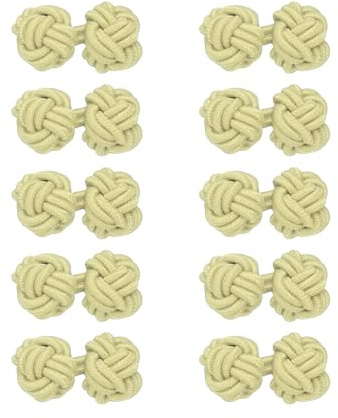 QUARKZMAN 5 Paar Seidenknoten Manschettenknöpfe Elastische Stoff Hellgelb | Manschettenknöpfe, Twist Knoten Kleid Accessoires Manschettenknöpfe, Für Herren/Damen Hemden Kleid Mäntel