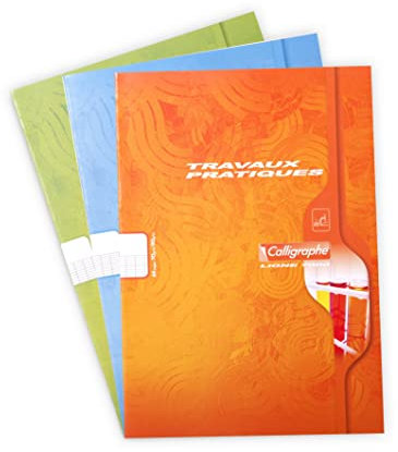 Clairefontaine 48C - Heft / Praxisarbeitsheft Calligraphe geheftet, DIN A4, französiche Lineatur 70g + blanko 90g, 32 Blatt, farbig sortiert, 1 Stück