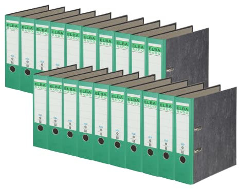 Elba Recycling-Ordner A4, Rado Wolkenmarmor, 8 cm breit, grün, 20 Stück