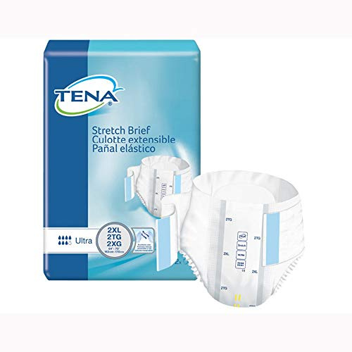 TENA ProSkin Stretch Ultra Incontinence Brief, Heavy Absorbency, Unisex, 2X-Large, (64 Total - 2 Pack)